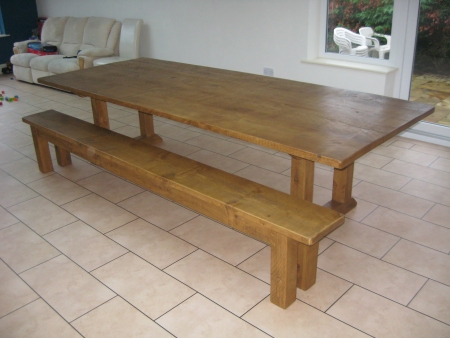 10' x 4' table with a matching 10' bench